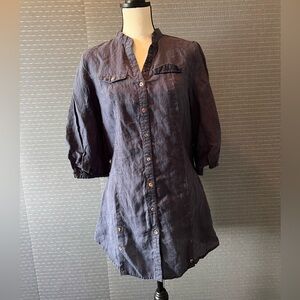 Monoreno Linen 3/4 Sleeve Button Down Tunic